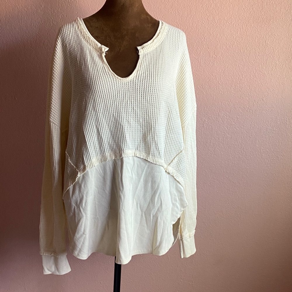 Pink Rose Cream Textured Sweatshirt